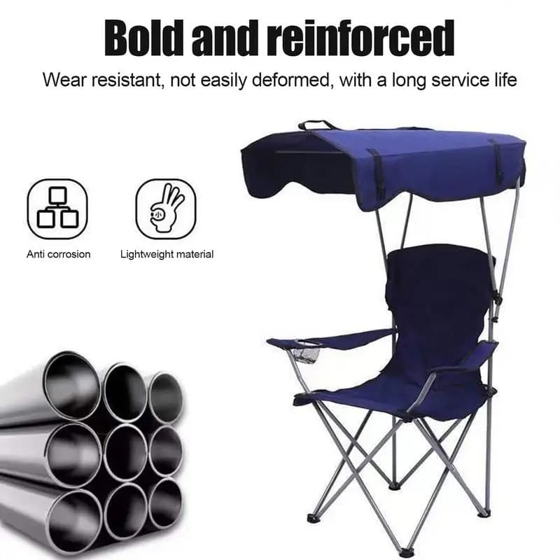 Fauteuil camping pliable avec auvent - Siège ombragé pour pêche, festivals et pique-niques