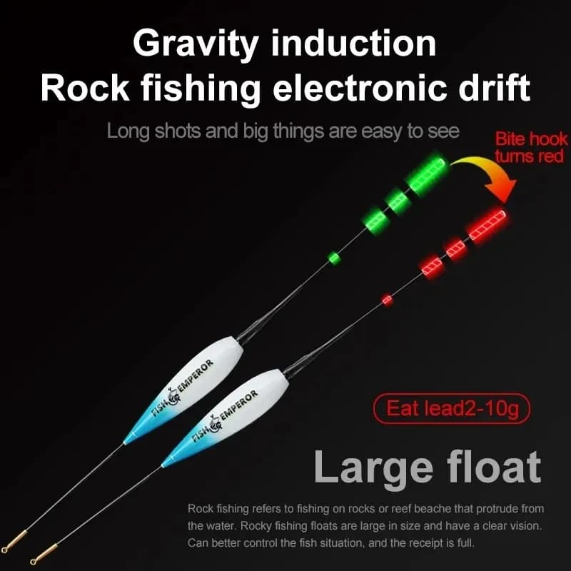 Flotteur Électronique Intelligent pour la Pêche 2024 avec Capteur de Gravité et LED, 2g à 10g,