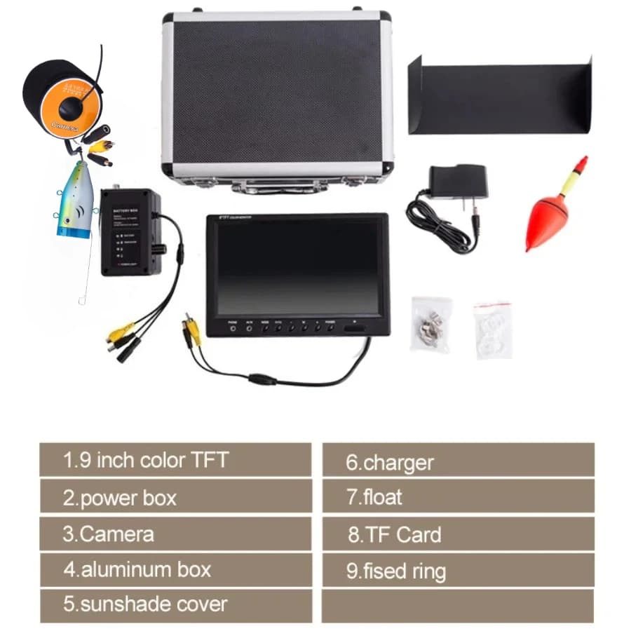 Caméra de pêche sous-marine WF09 9 pouces avec vision nocturne infrarouge et enregistrement DVR pour radeaux et bateaux
