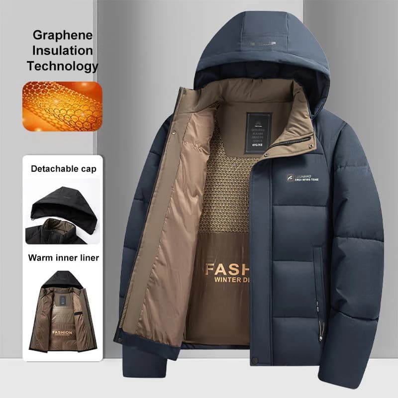 Veste graphène homme pêche hiver chaude coupe-vent capuche outdoor vêtements pêche confortable