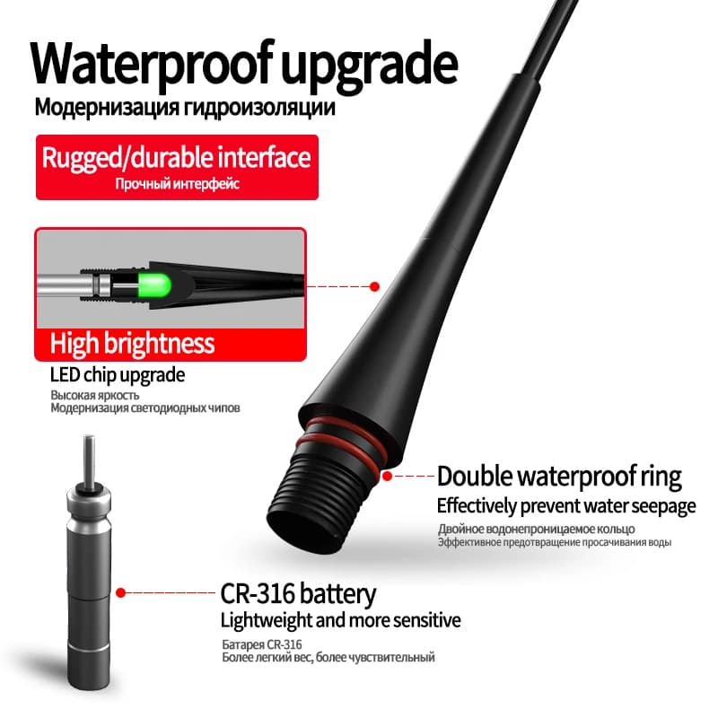 Flotteur lumineux LED pour pêche de nuit avec hameçons et tube de rangement CR316 CR322