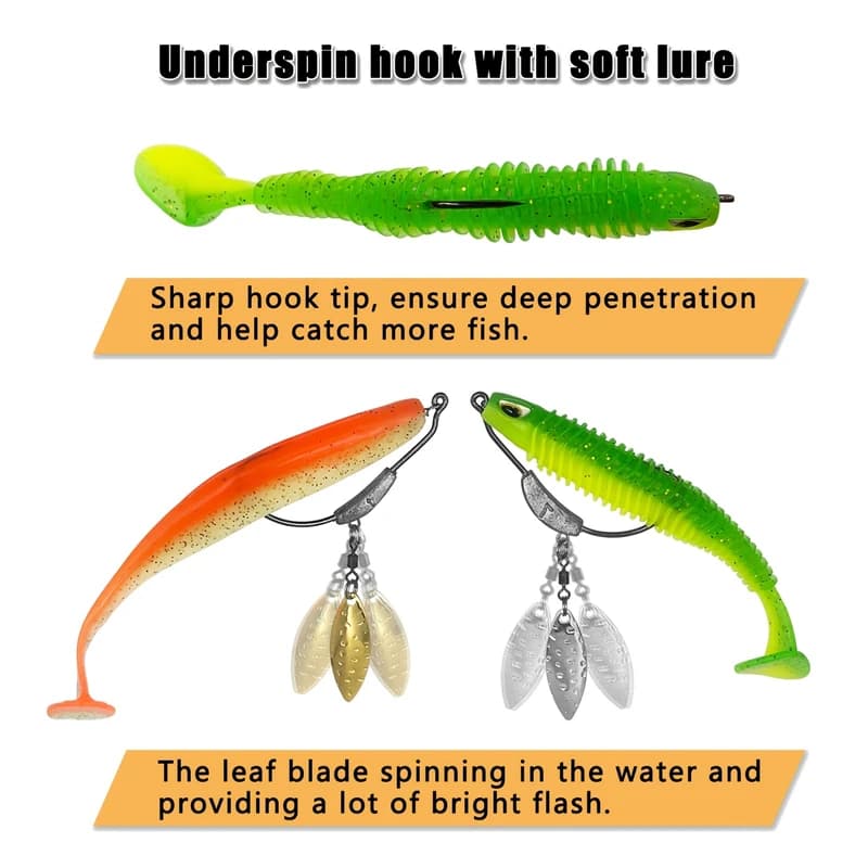 Hameçons offset weighted crank avec sequins - pour montages Texas rigs et leurres crankbaits