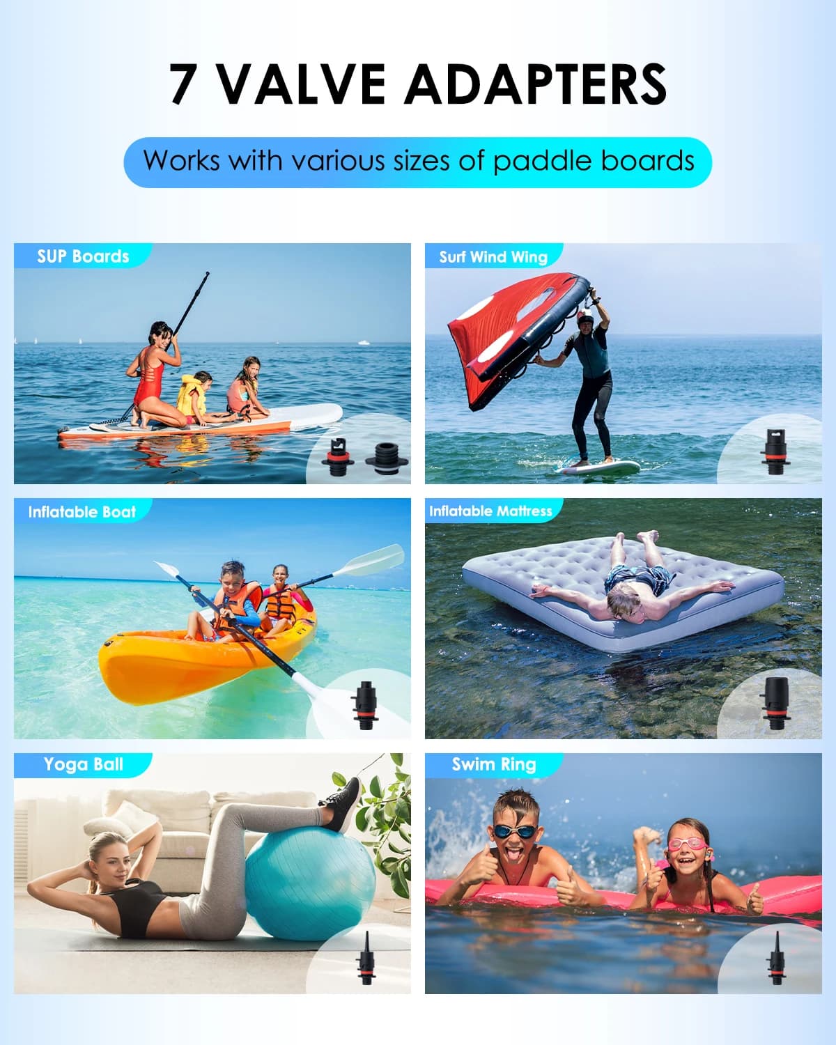Pompe électrique SUP 20PSI pour paddle gonflable, kayak, bateau PVC, matelas et tentes - Pompe haute pression rapide