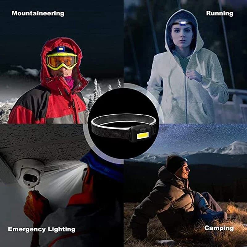 Mini lampe frontale LED COB portable étanche - 3 modes d'éclairage pour camping et pêche légère