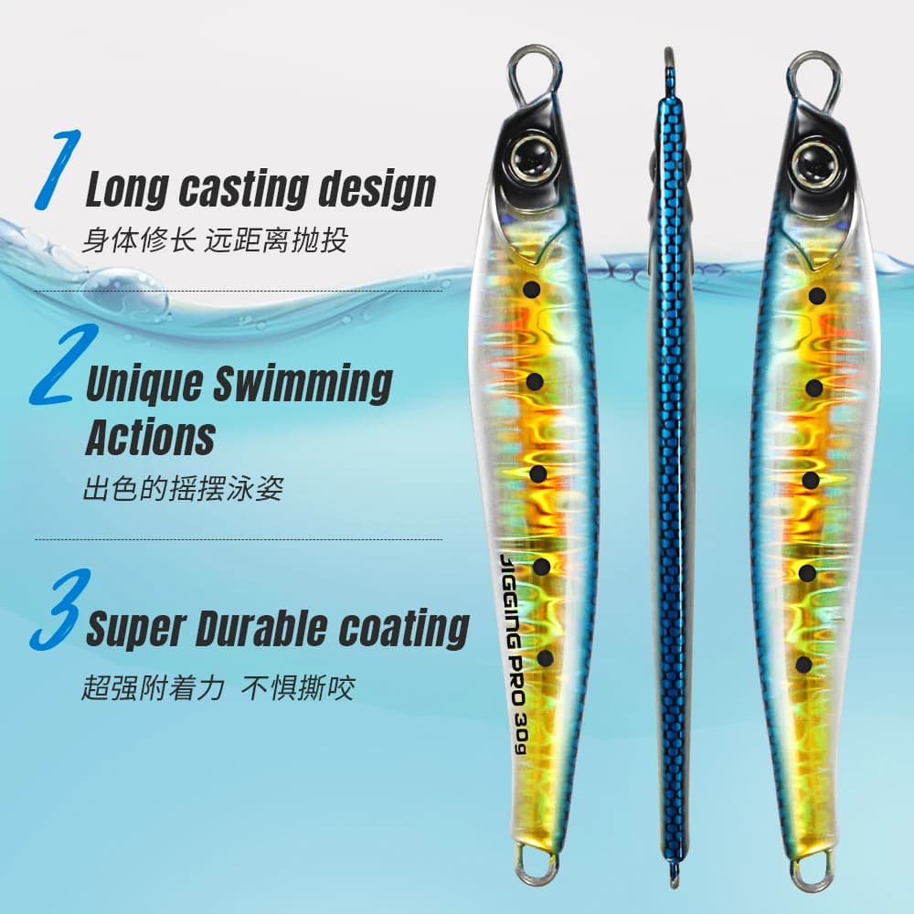 Leurre métal Jig Jugulo 15g à 60g pour le jigging et le casting depuis le bord