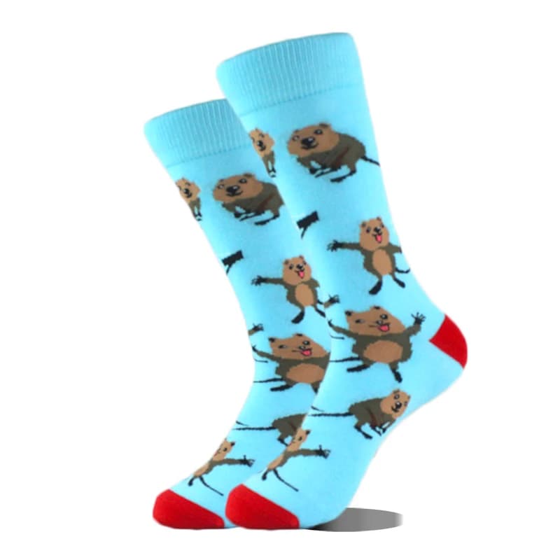 Chaussettes créatives motifs avocat œil guitare bus animaux drôles pour hommes design original