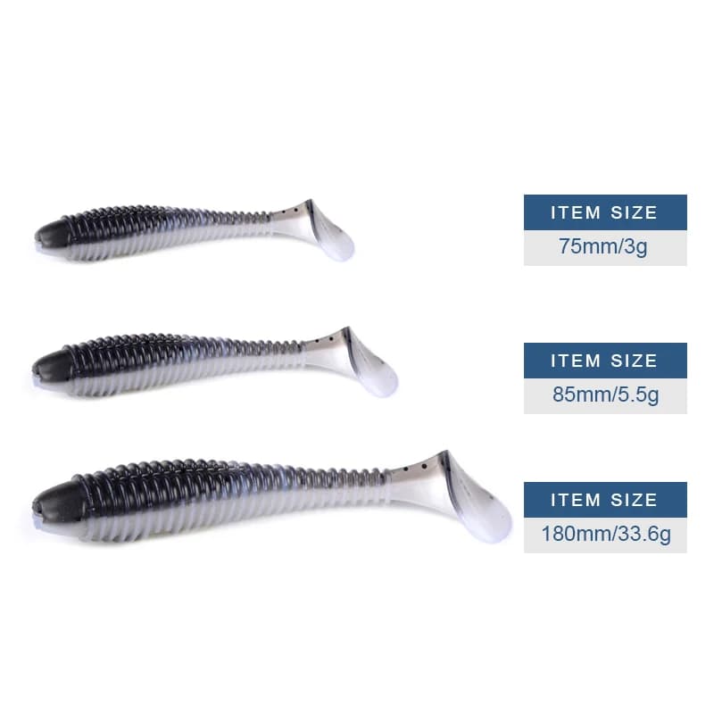 Leurre souple silicone paddle tail MEREDITH Swing Impact FAT 75mm 85mm 180mm pour la pêche du bar