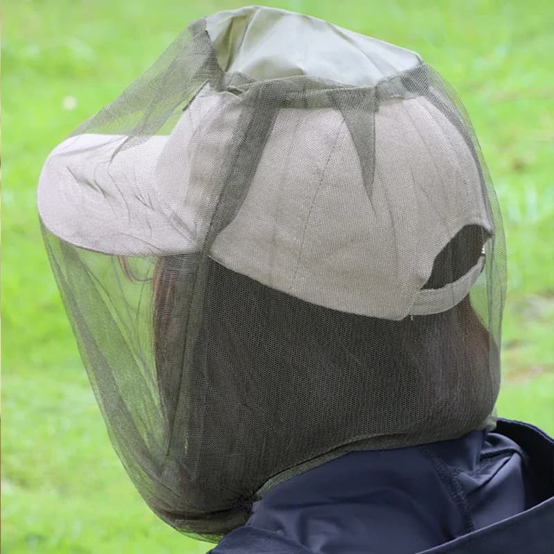 Chapeau anti-moustiques filet de pêche avec protection intégrale pour randonnée et camping