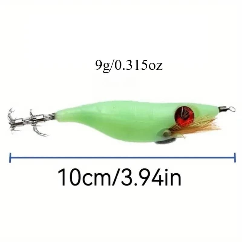 Ackibbik 7pcs Glow Squid Jig 10cm - Leurres calmars lumineux fluo pour pêche mer nocturne