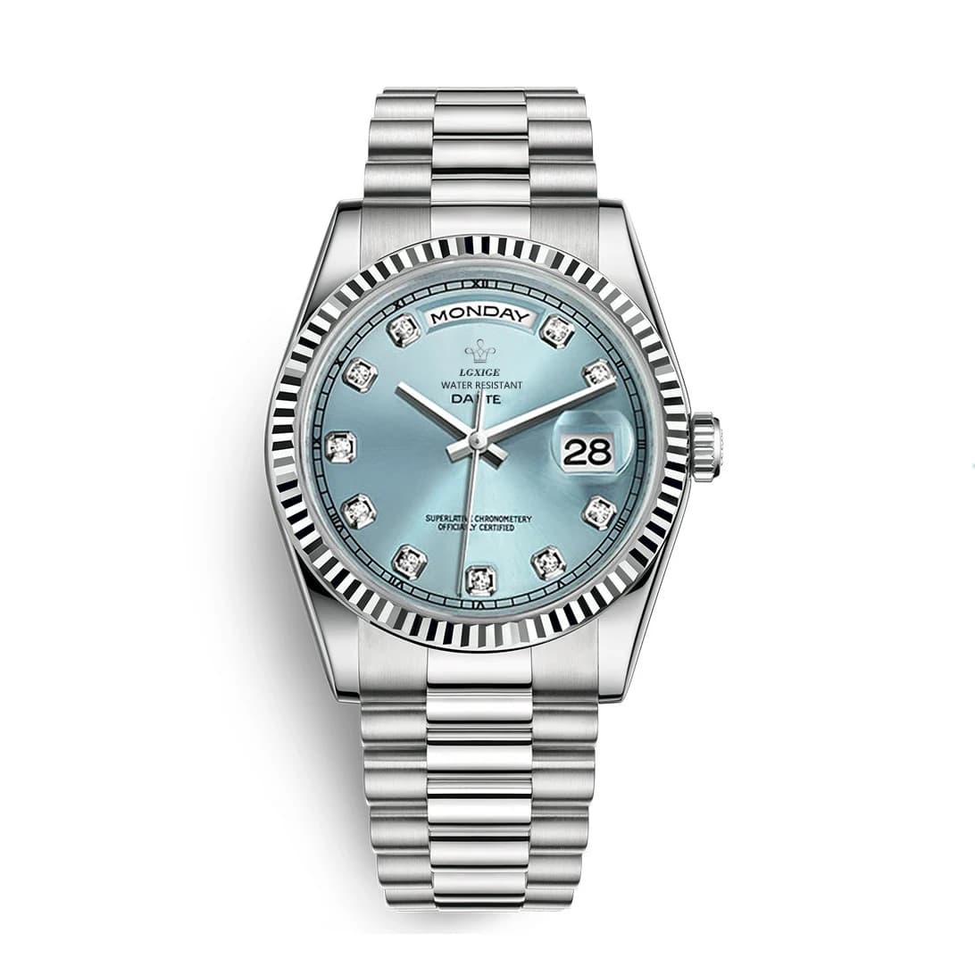 Montre homme luxe diamants LGXIGE - Montre-bracelet quartz étanche - Élégance et précision pour style casual