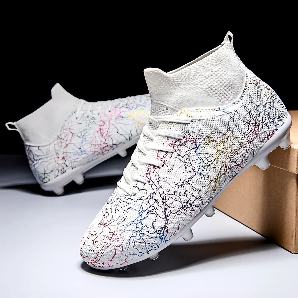Chaussures de foot FG crampons longs et TF crampons courts - Conception unisexe professionnelle antidérapante