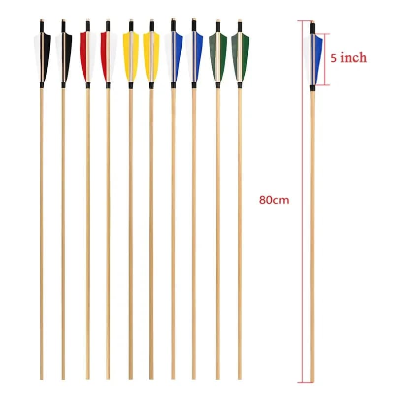 Flèches bois traditionnelles 31.5 pouces plumes dinde pour arc recurve pêche chasse entraînement tir