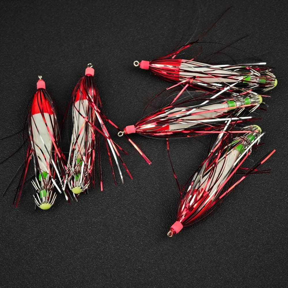 Ackibbik 5pcs Glow Squid Jig Hook - Hameçon parapluie lumineux pour pêche seiche calmar poulpe