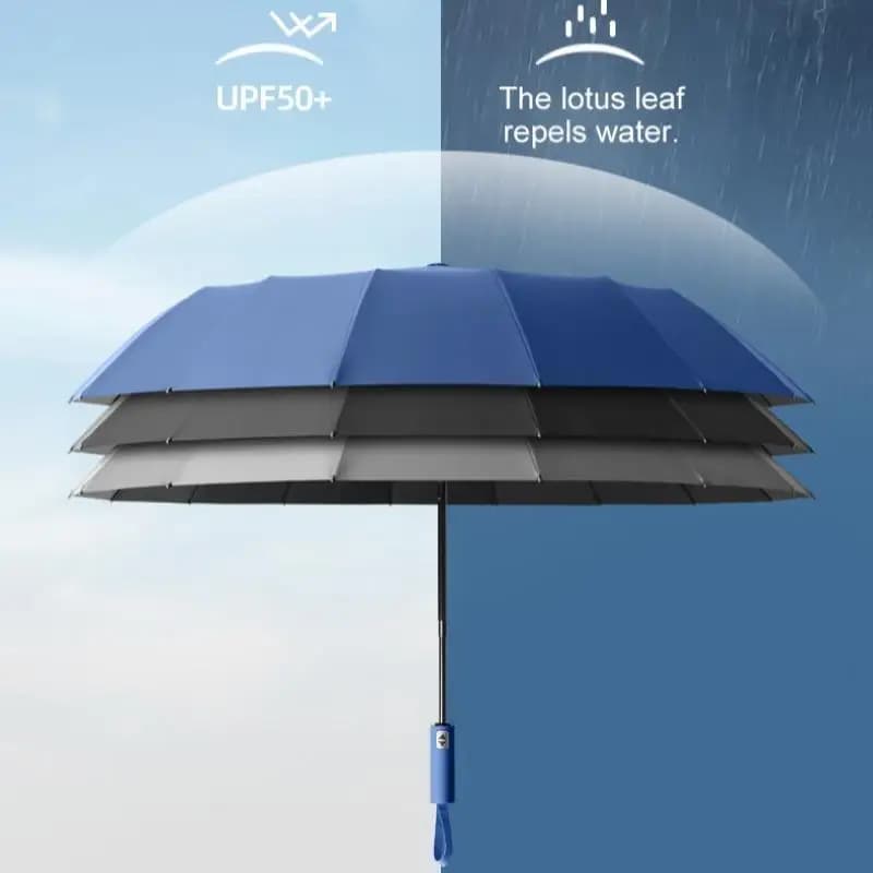 Parapluie automatique 16/24 baleines solide avec lumière - Protection UV anti-vent pliable portable pêche