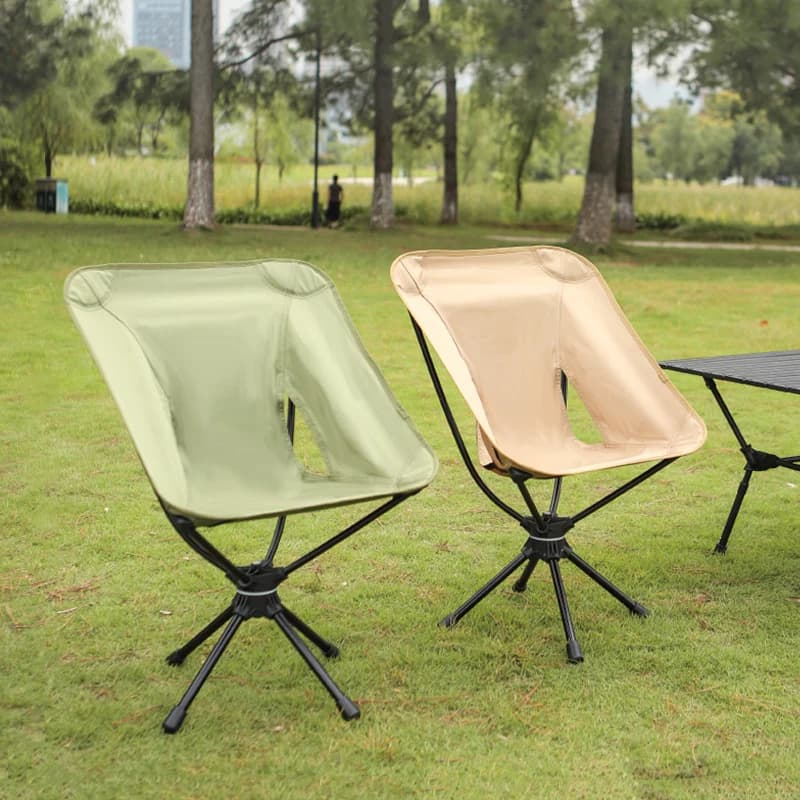 Chaise lune pivotante 360° aluminium pliable - Siège camping portable pêche pique-nique détente