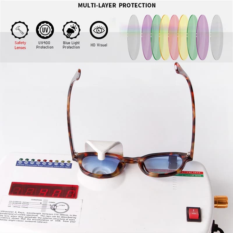 Lunettes de soleil dégradé bleu pêche vintage carrées unisexes design rétro tendance