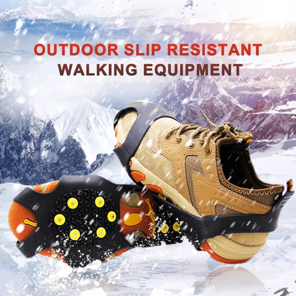 Crampons neige glace 10 crampons caoutchouc antidérapant randonnée pêche marche sécurité hiver