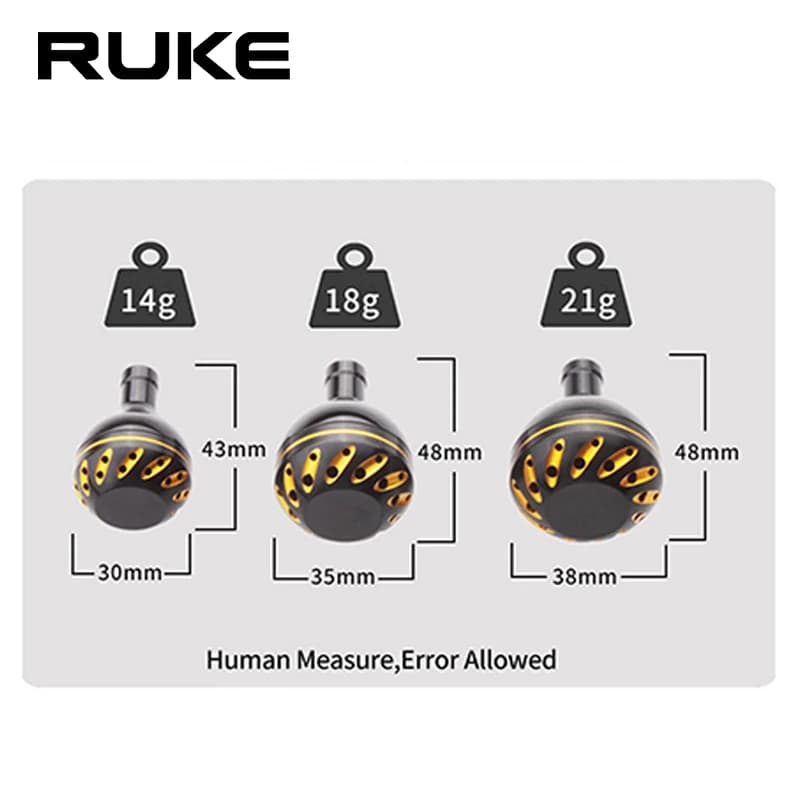 Poignée de moulinet Ruke pour Daiwa et Shimano - Knob 30mm avec 2 roulements et 4 rondelles - 14g