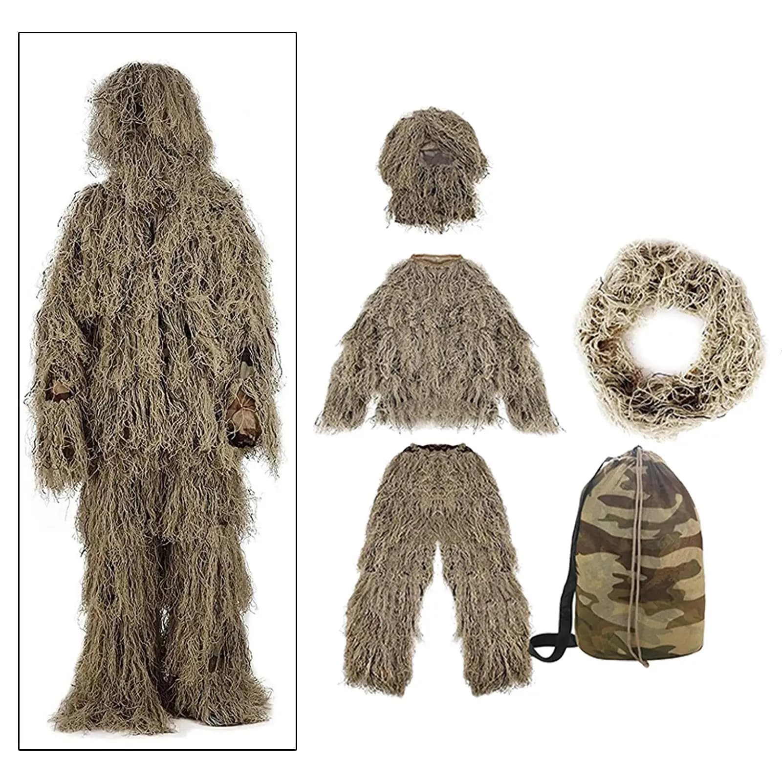 Veste Ghillie légère et respirante avec sac de rangement pour observation d'oiseaux pêche déguisement