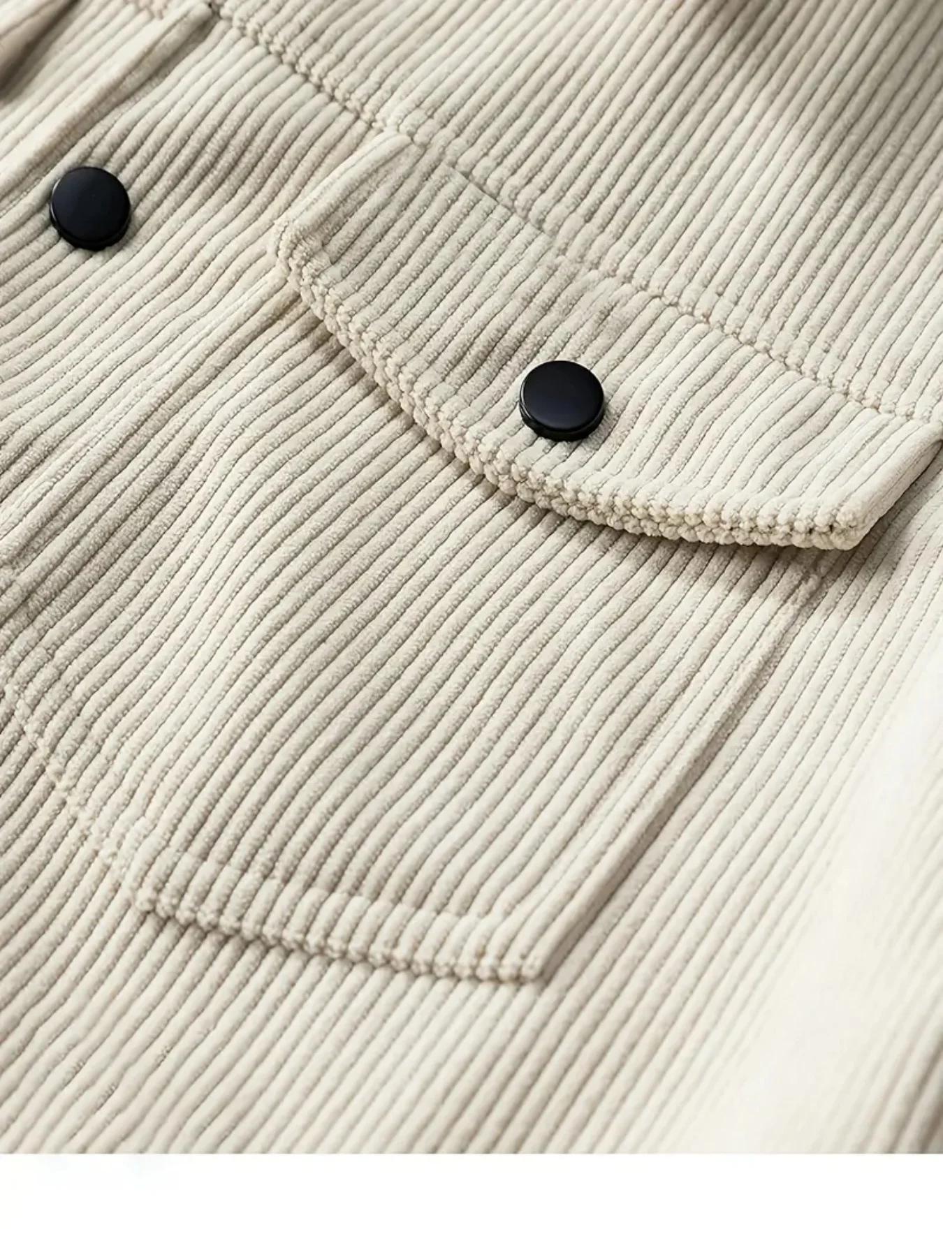 Veste velours côtelé homme pêche occasionnelle - Haut extérieur polyvalent toutes occasions