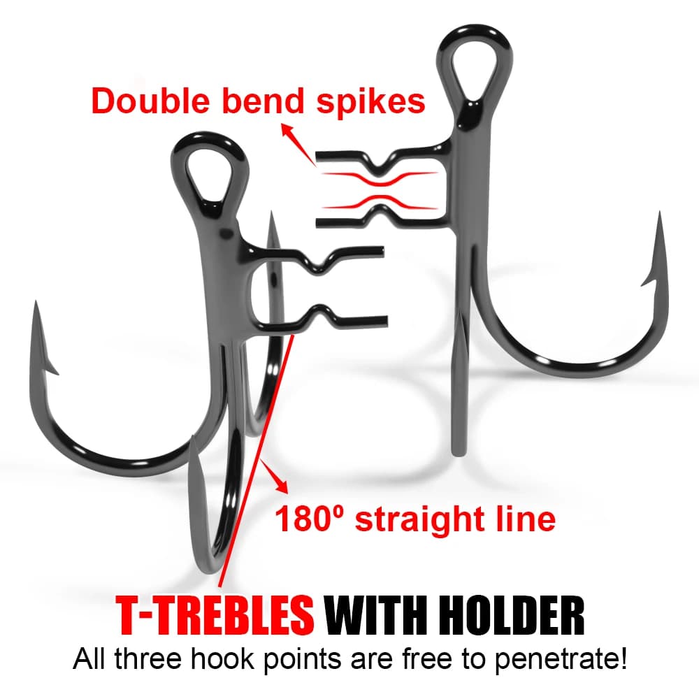 Hameçon triple Rosewood T-Trebles Claw #4 #2 #1 #1/0 pour leurres souples shad extra tranchant pêche mer