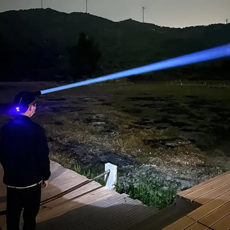 Frontale LED 800W 35000000LM zoomable ultra-puissante pour pêche au gros et chasse nocturne