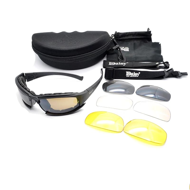 Lunettes Daisy C5/X7 polarisées 4 verres pour airsoft pêche sport - protection tactique complète