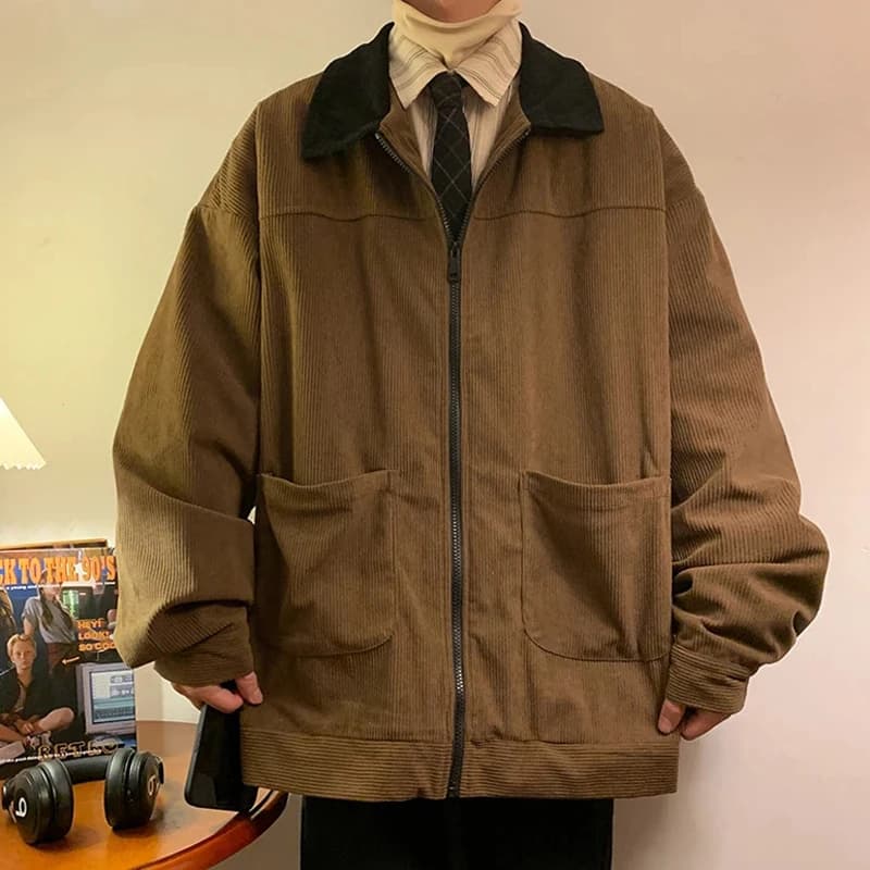 Veste bomber vintage américaine 2025 pour homme automne cargo ample coupe-vent tendance