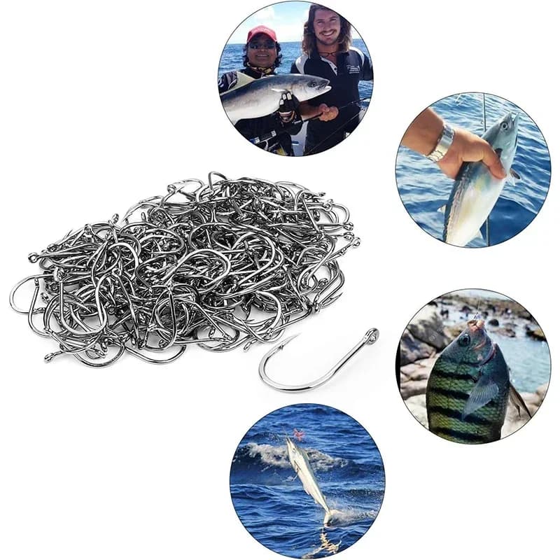 Hameçons de pêche acier carbone forte puissance 3 à 12 pour leurres et appâts 50 à