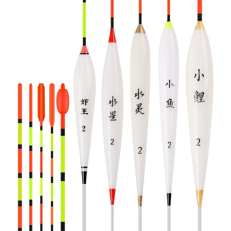 Lot de flotteurs de pêche en eau peu profonde Nano Bobber, tubes et hameçons pour eau douce