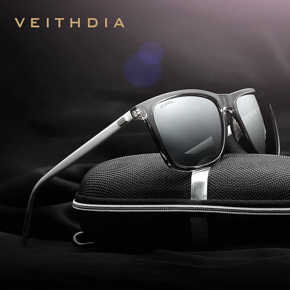 Lunettes de soleil polarisées VEITHDIA rétro pour pêche - Cadre aluminium+TR90 vintage
