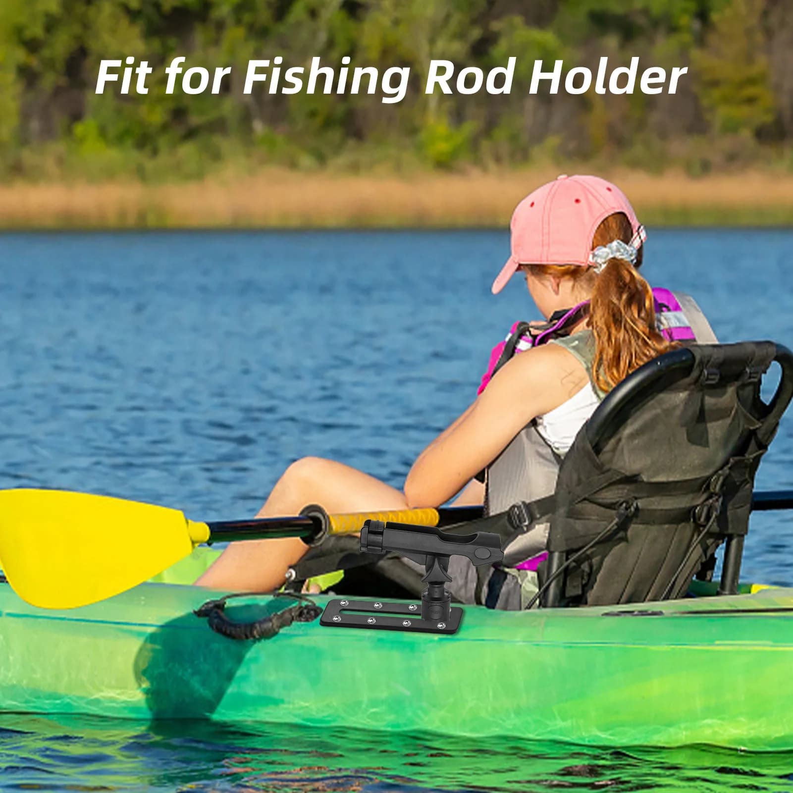 Support de canne à pêche réglable pour kayak - Monture rail avec fixation plastique durable