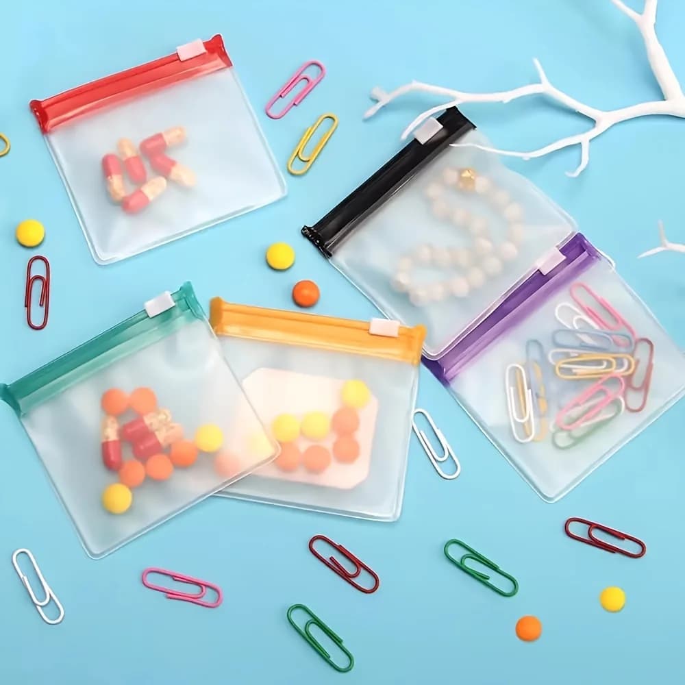 7 pochettes pilules réutilisables zippées - Organisateur médicaments voyage 7 couleurs étanches