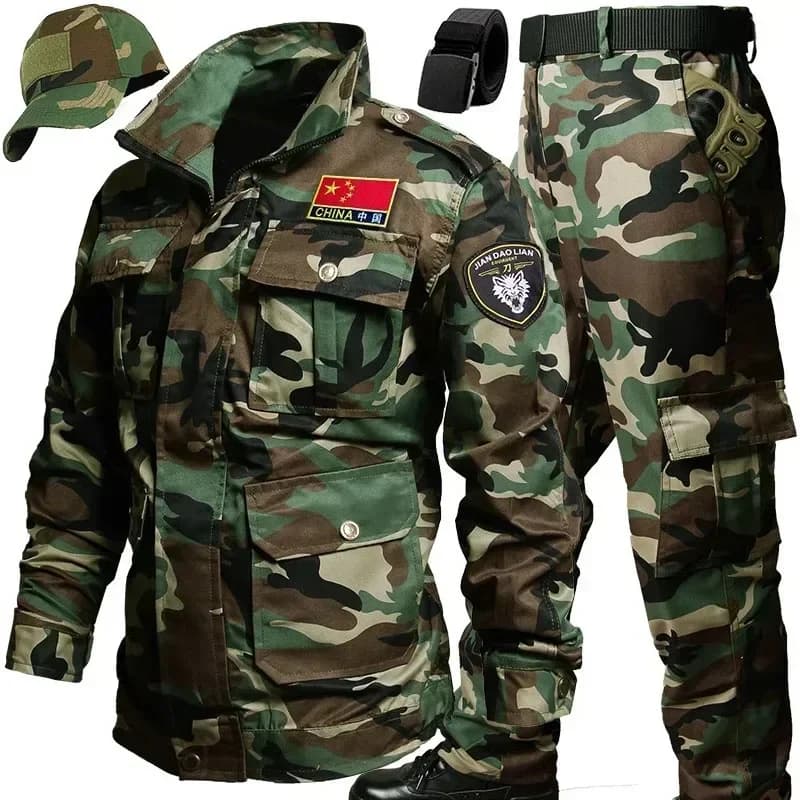Ensemble tactique printemps automne pêche chasse multi-poches résistant camping homme