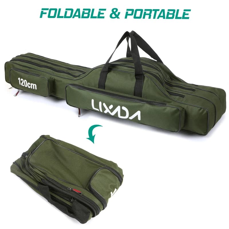 Sac transport cannes pêche Lixada 90/120/150cm 3 couches pliable rangement moulinets accessoires