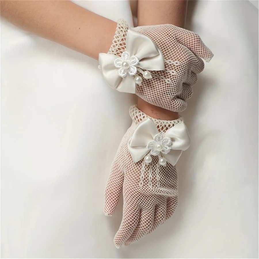 Filets gants pêche enfants élégants perles lacets élastiques fêtes mode été