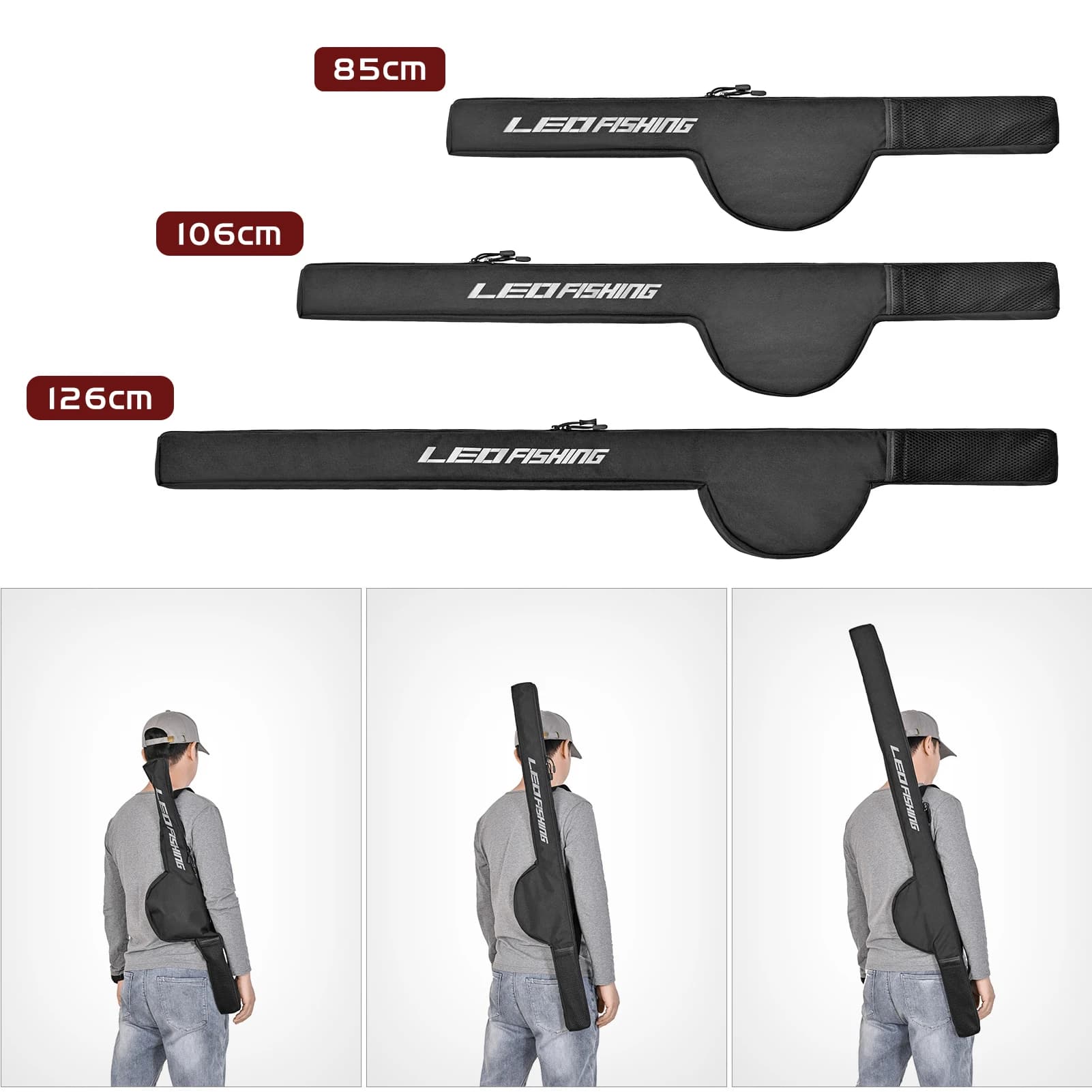 Housse canne à pêche portable 85-126cm - Sac transport canne moulinet protection durable étui