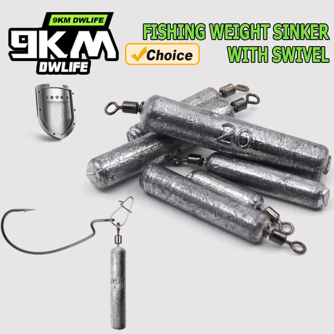 Plombs Drop Shot 5-20pcs 9KM pour Free Rig Jika Rig - Pêche du Bar Eau Douce et Salée
