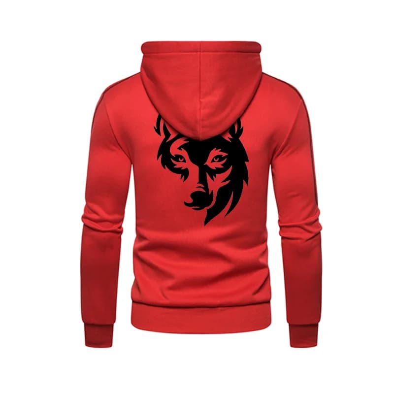 Sweatshirt à capuche homme impression loup - Veste zippée confortable pêche automne hiver