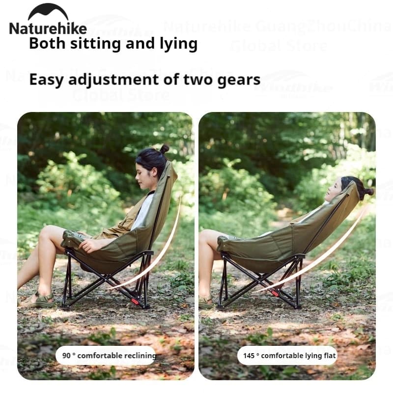 Chaise lounge pliante Naturehike dossier haut réglable - Siège confortable pour pêche détente jardin pique-nique