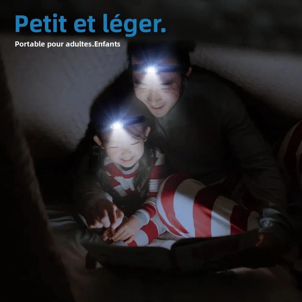 Mini lampe frontale BORUiT 3W LED 4 modes lumière rouge pour pêche et camping compacte