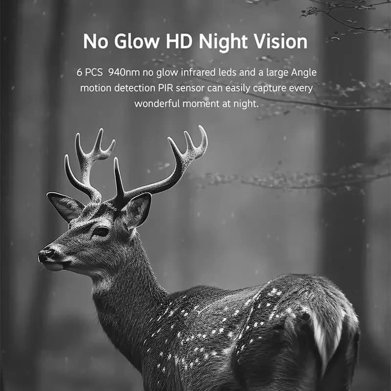 Caméra de chasse solaire 4MP 4G avec carte SIM - Détection PIR et vision nocturne infrarouge
