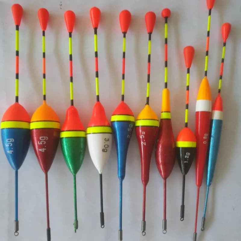 Set flotteurs de pêche mixte tailles et couleurs - Bouées bobbines bâtons lumineux accessoires