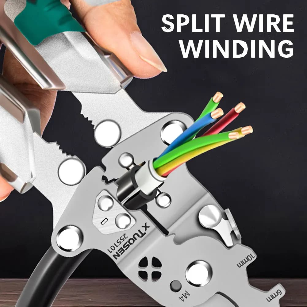 Pince dénudage multifonction pliable - Testeur tension coupe-câble pour électricien pêche professionnel