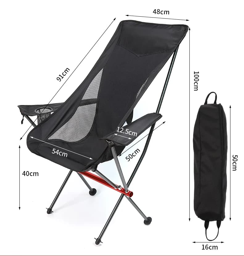 Chaise pêche avec accoudoirs pliante Dikecloud - dossier confortable et structure aluminium