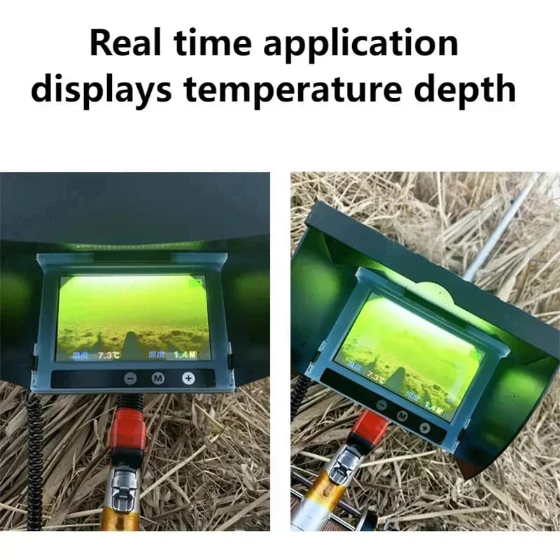 Détecteur visuel de poissons avec ancre et capteur température - Caméra pour pêche glace eaux troubles profondes