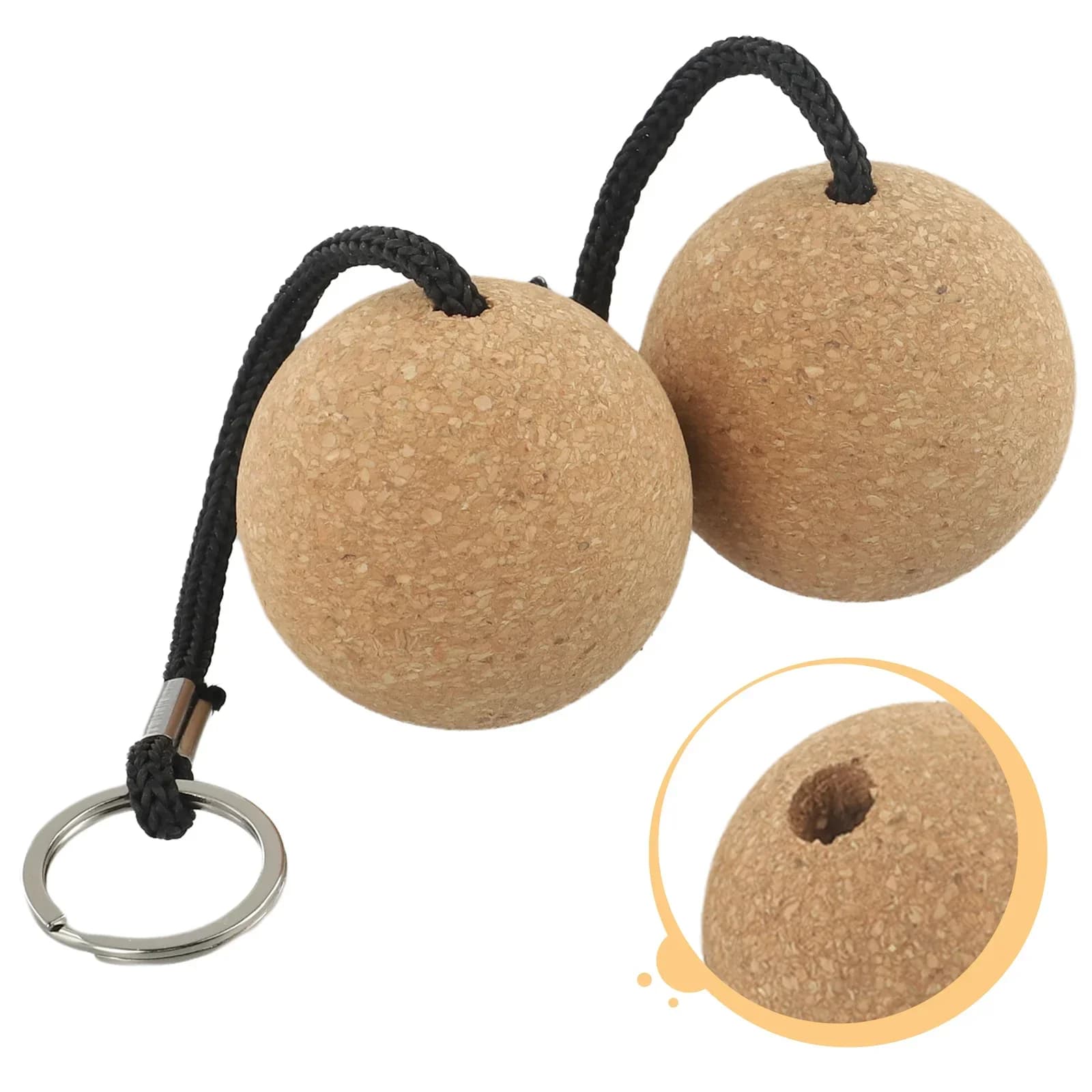 Porte-clés flottant boule liège 50mm - 2 pièces pour bateau kayak pêche - Léger et flottant