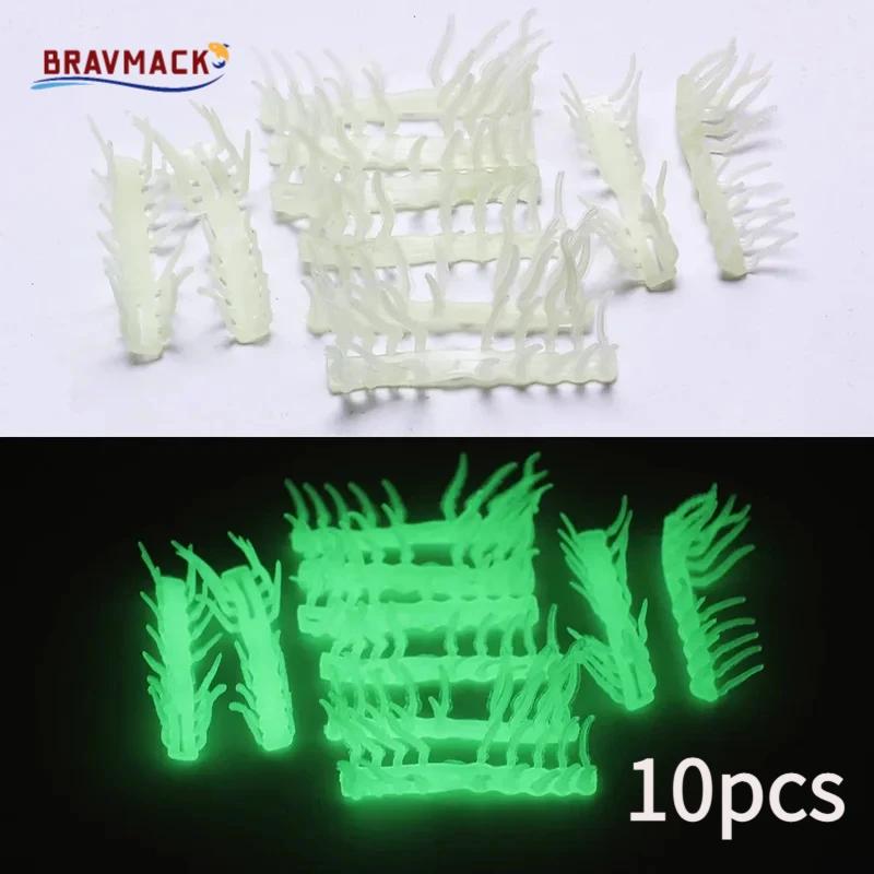 10 pieds de crevette en bois noctilucents avec appât souple lumineux, accessoires leurres pour la pêche