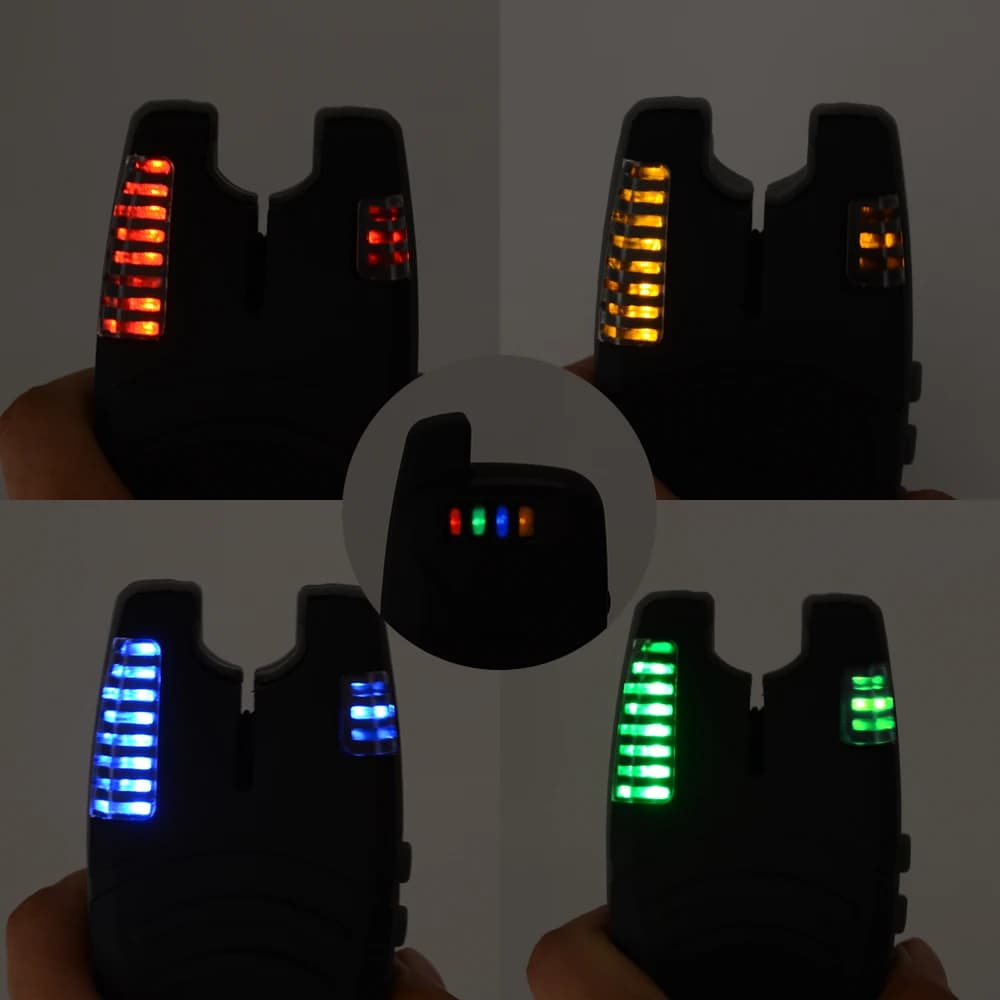 Set d'Alarmes de Pêche Carpe Sans Fil 1+4 avec Avertissement Sonore et Lumineux LED B1230