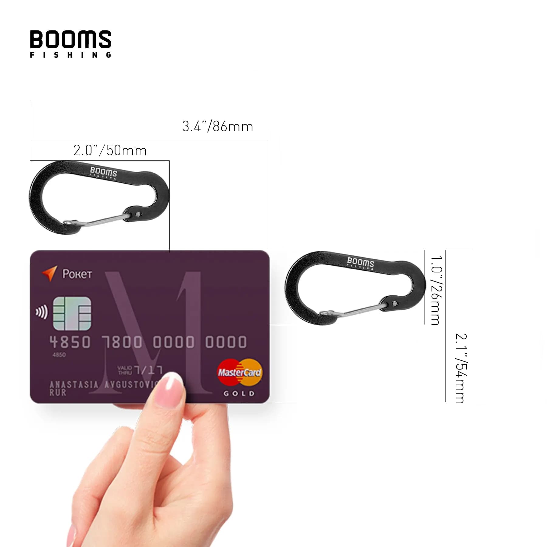 Booms Fishing CC1 6 mousquetons aluminium alliage porte-clés camping escalade pêche accessoires